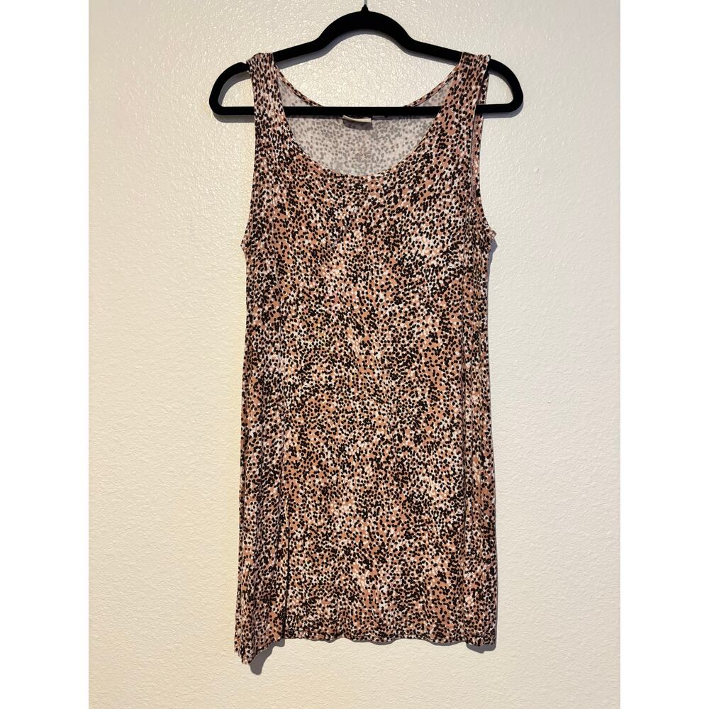 LOGO Lori Goldstein Size XS Tan Dotted Stretchy Sleeveless Longline Tunic Top